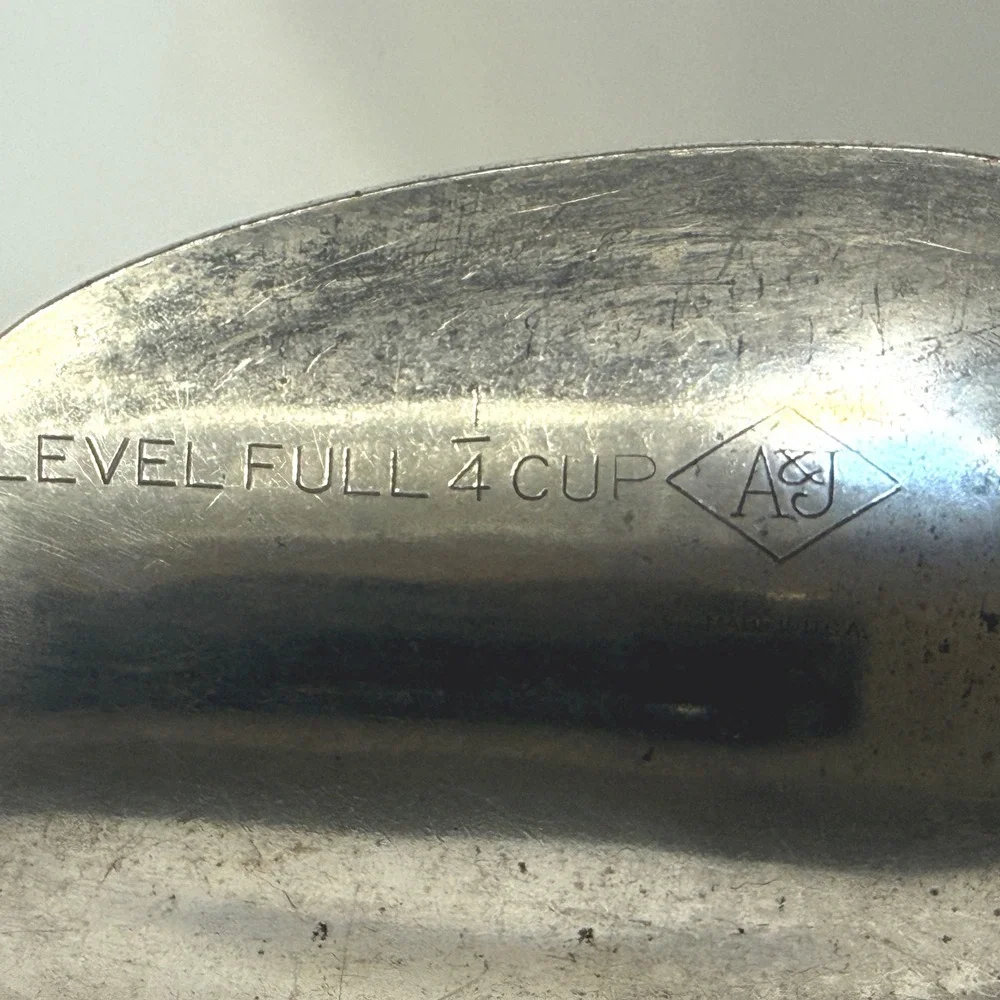 Vintage A&S 1/4‎ Cup Aluminum Scoop Wood Handle Advertising Palos Verdes CA
